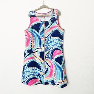 [Lilly Pulitzer] Camryn Ocean Jewels Sleeveless Blue Pink Zip Up Dress Sz Large